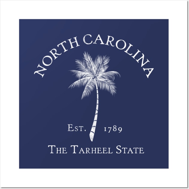 North Carolina NC Est. 1789 Vintage Palm Wall Art by TGKelly